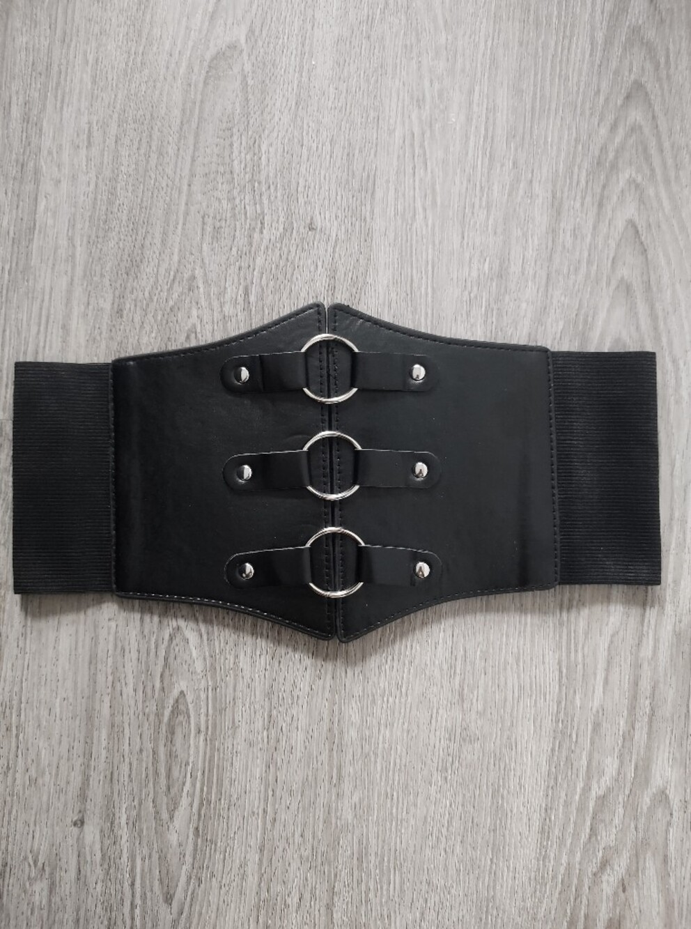 NEW Goth Black  Faux Leather Corset Belt - Picture 2 of 5